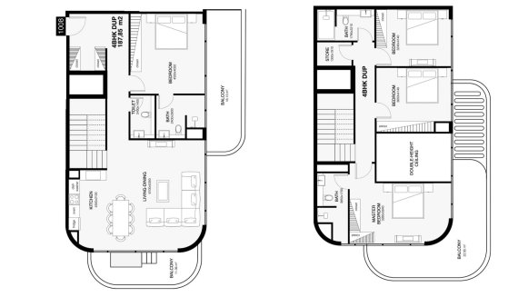 Планировка квартиры 4 спальни в ЖК Villa Del Gavi № 11022 (2D)