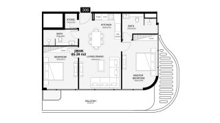 Планировка квартиры 2 спальни в ЖК Villa Del Gavi № 11018