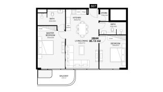 Планировка квартиры 2 спальни в ЖК Villa Del Gavi № 11020